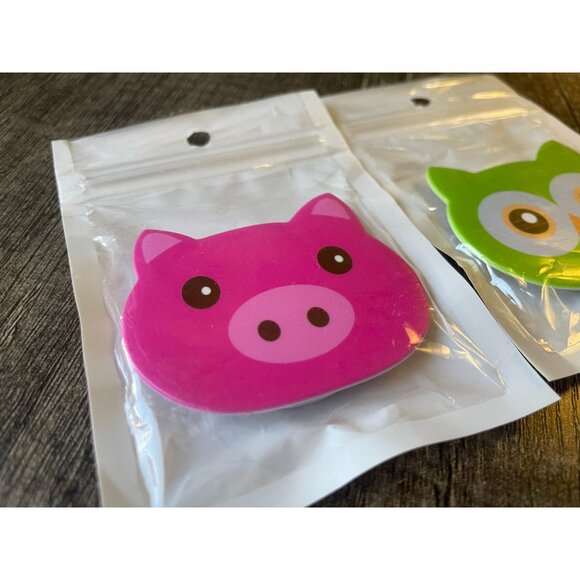Pig and Owl phone accessory holder new pink and green pop out stand - Picture 2 of 4